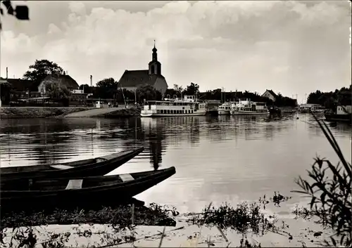 Ak Ginsheim Gustavsburg am Rhein, Rhein, Ufer