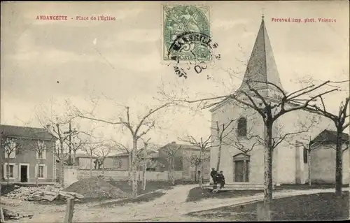 Ak Andancette Drôme, Place de l'Eglise