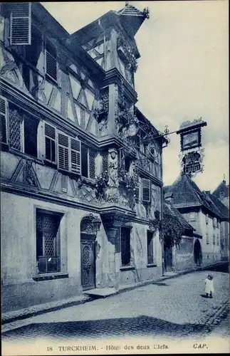 Ak Turckheim Türkheim Elsass Haut Rhin, Hotel des deux Clefs