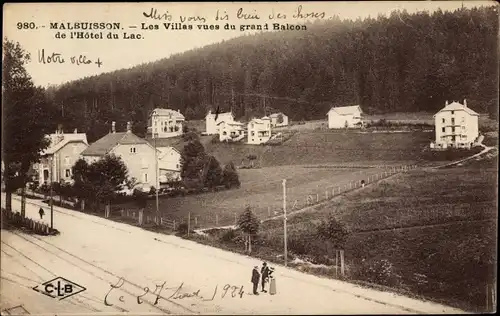 Ak Malbuisson Doubs, Les Villas vues du grand Balcon de l'Hotel du Lac