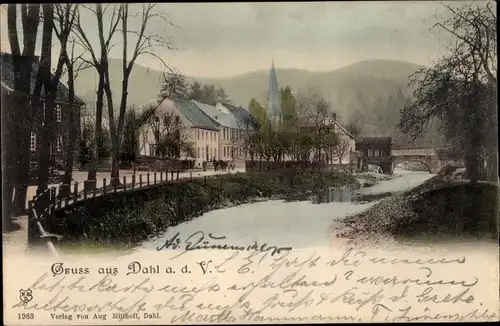 Ak Dahl Hagen in Westfalen, Volmetal, Blick auf den Ort, Flusspartie