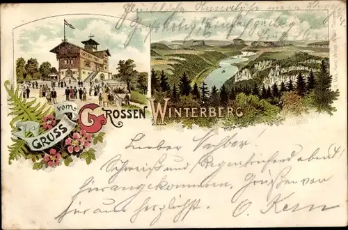 Vorläufer Litho Ostrau Bad Schandau Sächsische Schweiz, Großer Winterberg, 1895