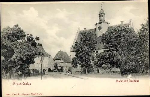 Ak Groß Salze Salzelmen Schönebeck an der Elbe, Markt, Rathaus