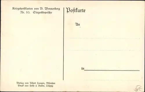 Künstler Ak Wennerberg, Bruno, Siegesdepesche