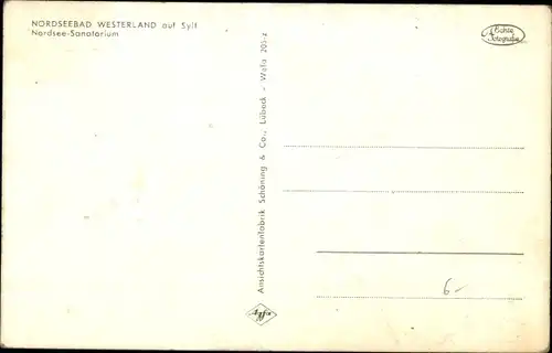 Ak Westerland auf Sylt, Nordsee-Sanatorium
