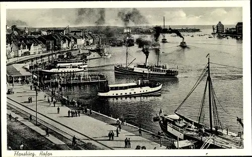 Ak Flensburg in Schleswig Holstein, Hafen, Dampfer