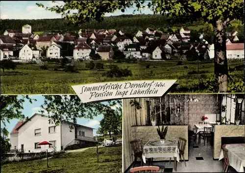 Ak Dorndorf Dornburg im Westerwald, Pension Inge Lahnstein, Innenansicht, Blick auf den Ort