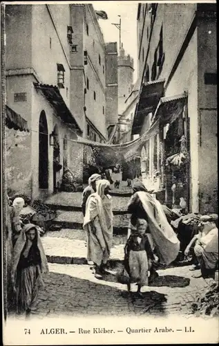 Ak Algier Alger Algerien, Rue Kleber, Quartier Arabe