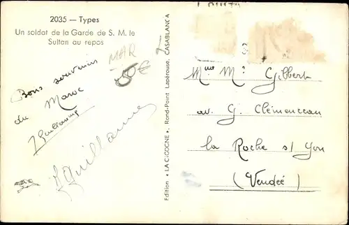 Ak Marokko, Un soldat de la Garde de SM le Sultan au repos, Maghreb