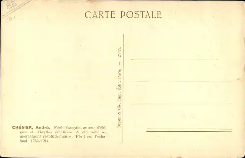 Ak Dichter André Chénier, Portrait