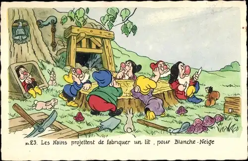 Ak Blanche Neige et les Sept Nains, Walt Disney, Schneewittchen, Zwerge