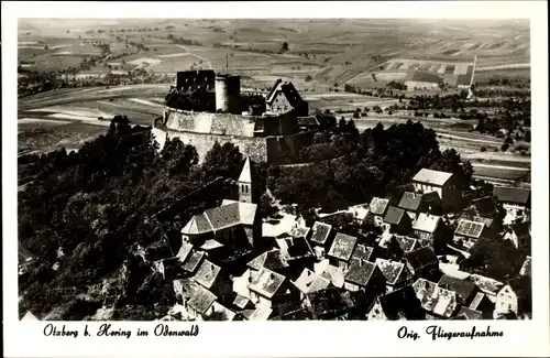 Ak Hering Otzberg im Odenwald, Blick Veste mit Ort, Fliegeraufnahme