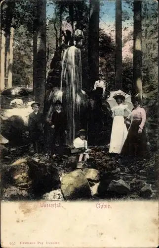 Ak Oybin in der Oberlausitz, Partie am Wasserfall