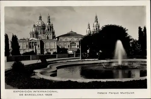 Ak Exposicion Internacional de Barcelona 1929, Detalle Parque Muntjuich