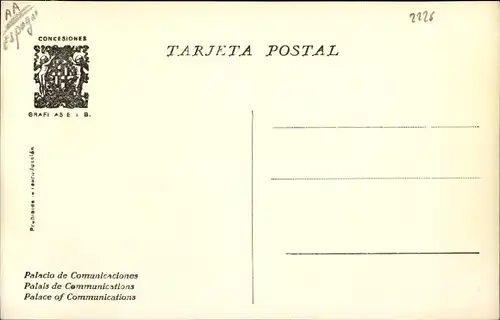 Ak Exposicion Internacional de Barcelona 1929, Palacio de Comunicaciones