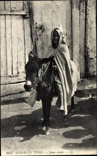 Ak Scenes et Types, Jeune Arabe, Esel