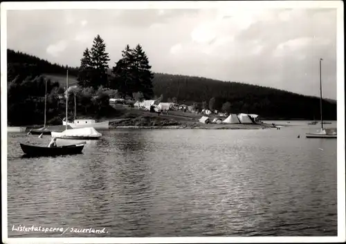 Foto Ak Attendorn im Sauerland, Listertalsperre, Campingplatz, Boote