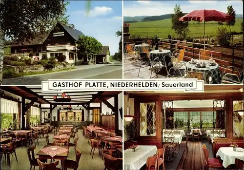 Ak Niederhelden Attendorn im Sauerland, Gasthof Platte, Innenansicht