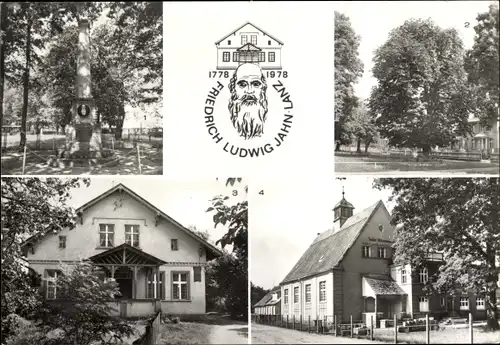 Ak Lanz in Mecklenburg Vorpommern, Jahn Denkmal, F. L. Jahn's Geburtshaus, Jahn Ehrenmal