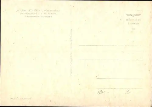 Ak Altenhundem Lennestadt im Sauerland, Missionsschule Maria Königin v. d. Hl. Familie