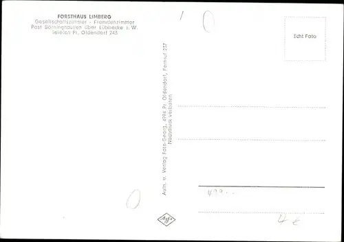 Ak Preußisch Oldendorf in Westfalen, Forsthaus Limberg, Innenansicht