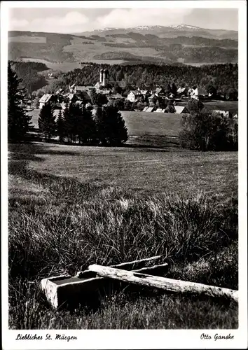 Ak Sankt Märgen im Schwarzwald, Hotel zum Hirschen, Blick auf den Ort