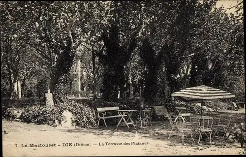 Ak Die Drôme, Le Martouret, La Terrasse des Platanes