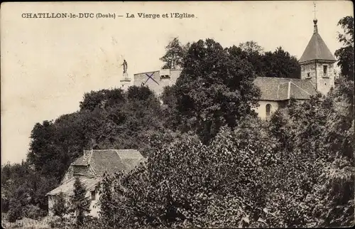 Ak Chatillon le Duc Doubs, La Vierge et l'Eglise