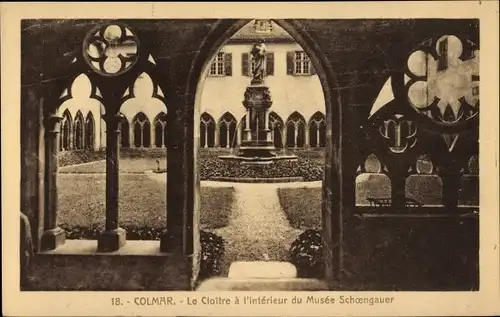 Ak Colmar Elsaß Haut Rhin, Le Cloître à l'intérieur du Musée Schoengauer