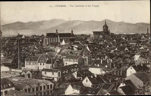 Ak Colmar Kolmar Elsass Haut Rhin, Vue Generale et les Vosges