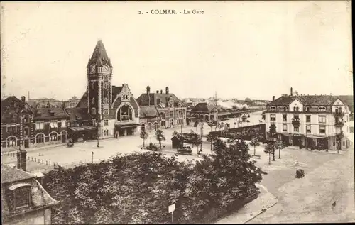 Ak Colmar Kolmar Elsass Haut Rhin, La Gare