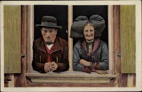 Ak Souvenir d'Alsace, Elsässer, Ehepaar, Tracht