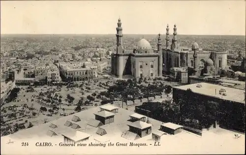 Ak Cairo Kairo Ägypten, General view showing the Great Mosques