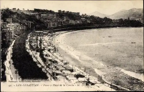 Ak Donostia San Sebastian Baskenland, Paseo y Playa de la Concha