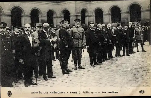 Ak Arrivee des americains a Paris 1917, aux Invalides