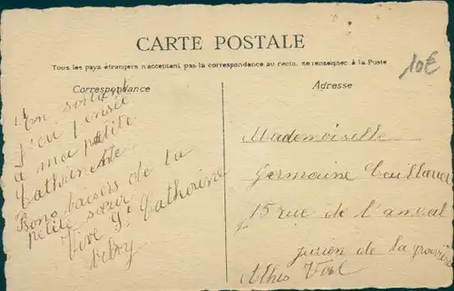 Stoff Ak Vive Sainte Catherine, Damenhut mit Spitzenrand