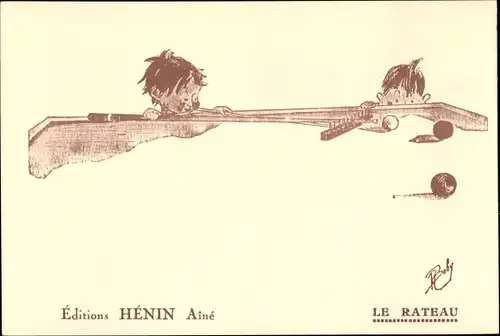 Künstler Ak Le Rateau, Kinder spielen Billard