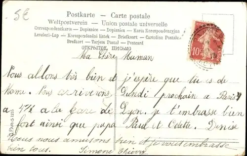 Briefmarken Ak Poste Italienne, Postbote, Frau in italienischer Tracht