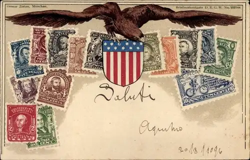 Präge Briefmarken Litho USA, Eagle, Stars and Stripes, 2 Cents