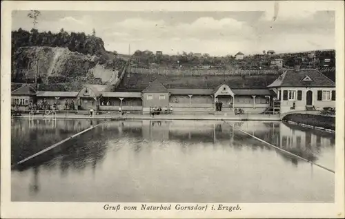 Ak Gornsdorf im Erzgebirge, Naturbad, Freibad