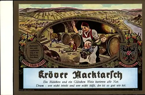 Wappen Ak Kröv an der Mosel, Kröver Nacktarsch, Mosel Saar Ruwer