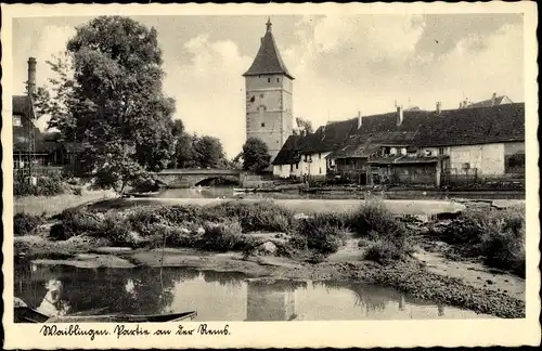 Ak Waiblingen in Württemberg, Partie an der Rems, Turm