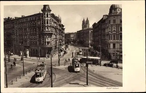 Ak Magdeburg, Hasselbachplatz, Straßenbahnen