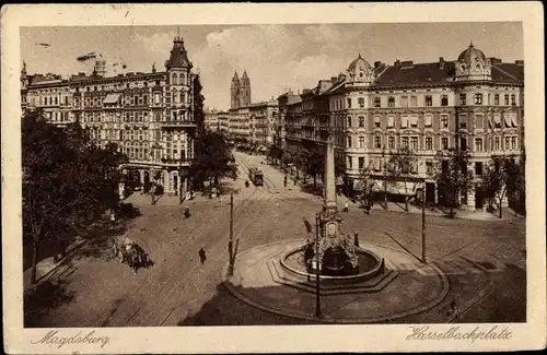 Ak Magdeburg, Hasselbachplatz, Denkmal