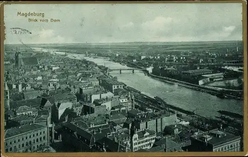 Ak Magdeburg, Gesamtansicht vom Dom gesehen