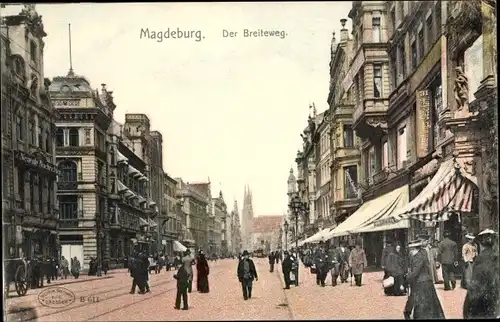 Ak Magdeburg, Der Breiteweg, Passanten
