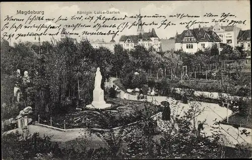 Ak Magdeburg, Königin Luise Garten, Denkmal