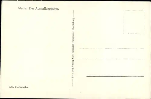 Ak Magdeburg, Der Ausstellungsturm, Aus deutschen Landen