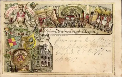Litho Magdeburg an der Elbe, Würzburger Bürgerbräu, Innenansicht