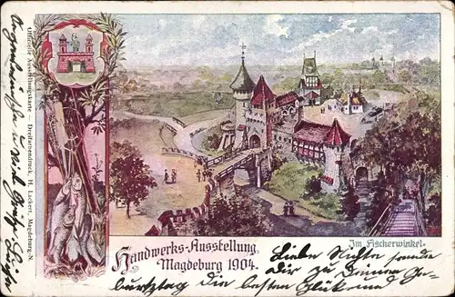 Ak Magdeburg an der Elbe, Handwerks Ausstellung 1904, Im Fischerwinkel